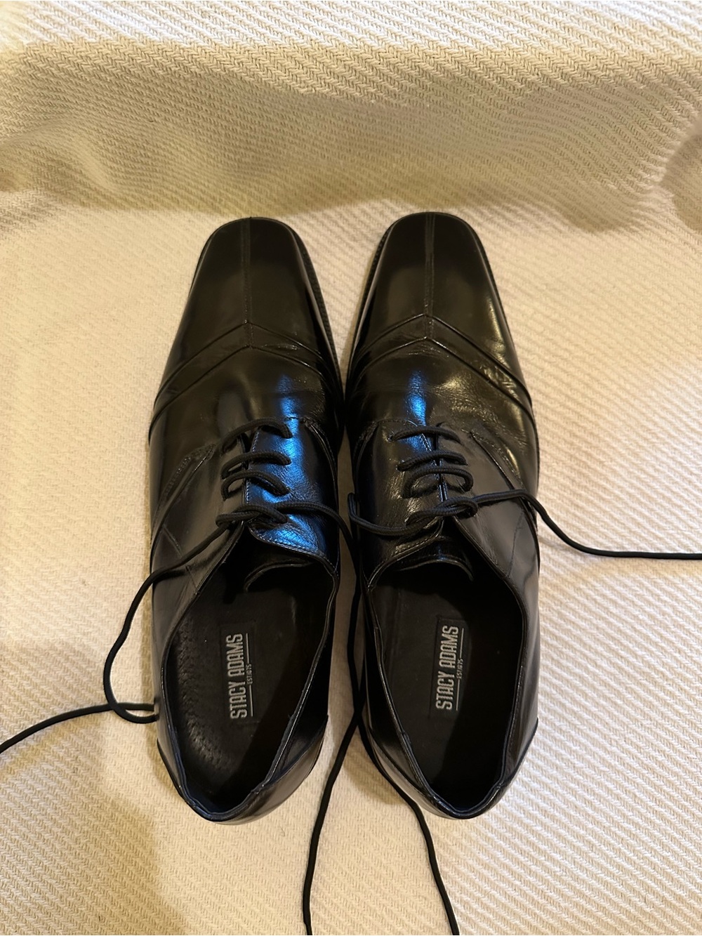 Stacy Adams Black Leather Lace-Up Dress Oxfords